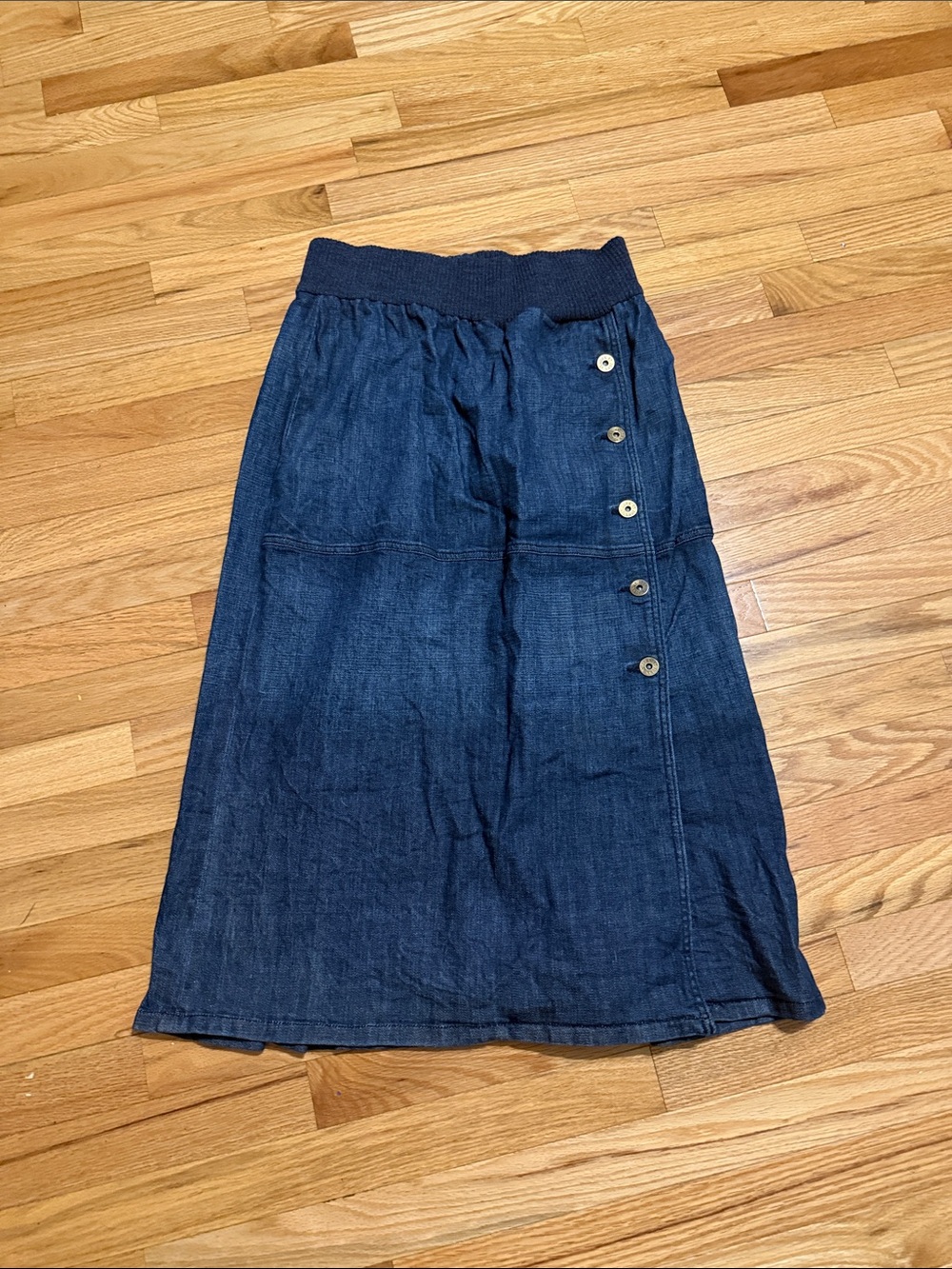 St John Sport Women's Denim Button-Detail Midi Skirt